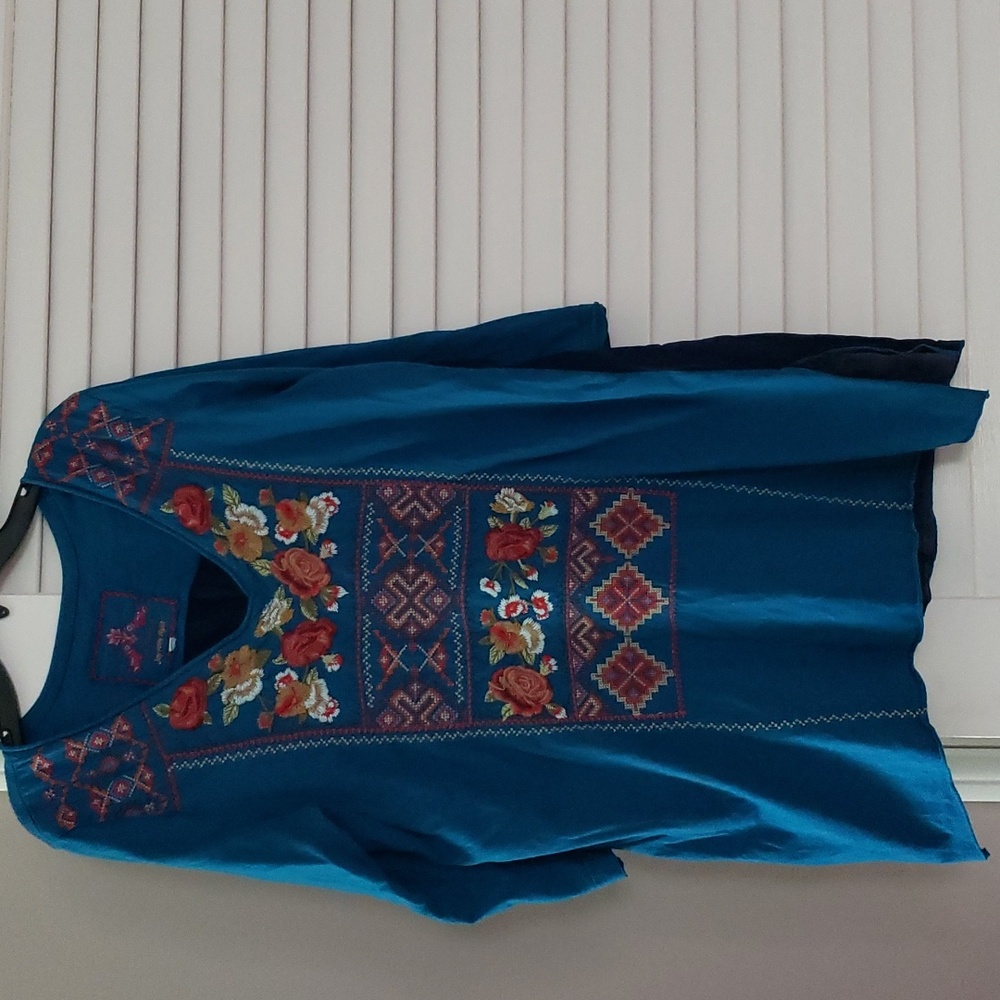 Johnny Was embroidered cotton shirt, M
